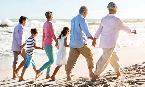 Family on beach